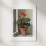 Geranium, No. 1 – floral art print in green and linen