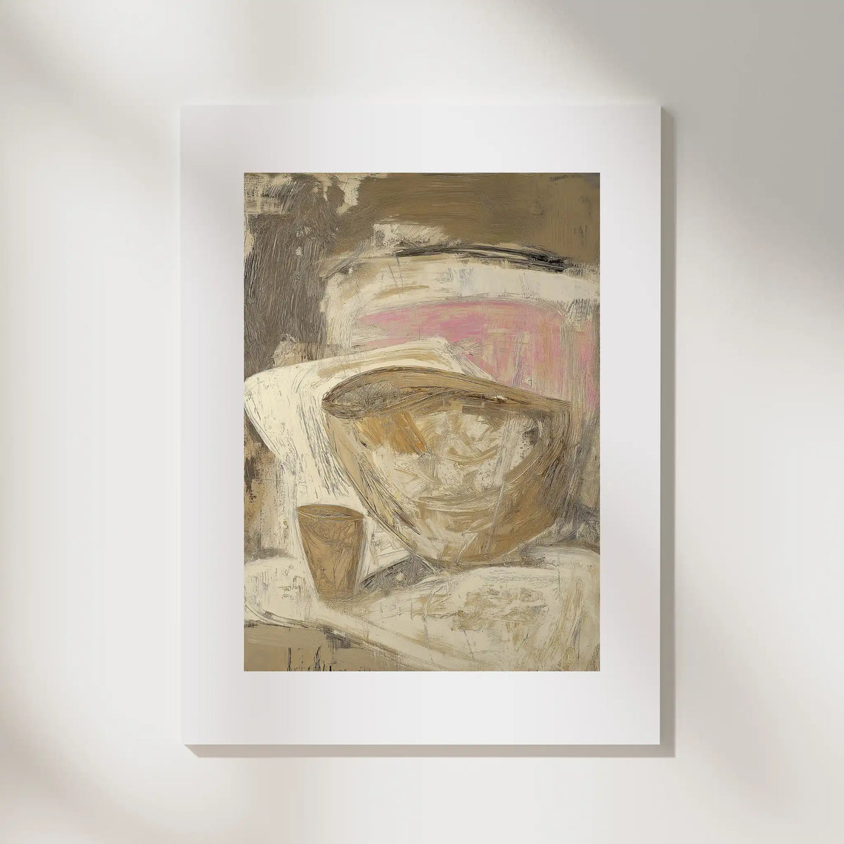 Bowl, No. 2 – abstract still life art print in dusty pink and beige
