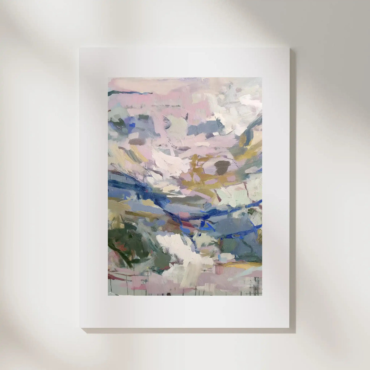 Composition: Chalk, No. 1 – abstract art print in blue and linen