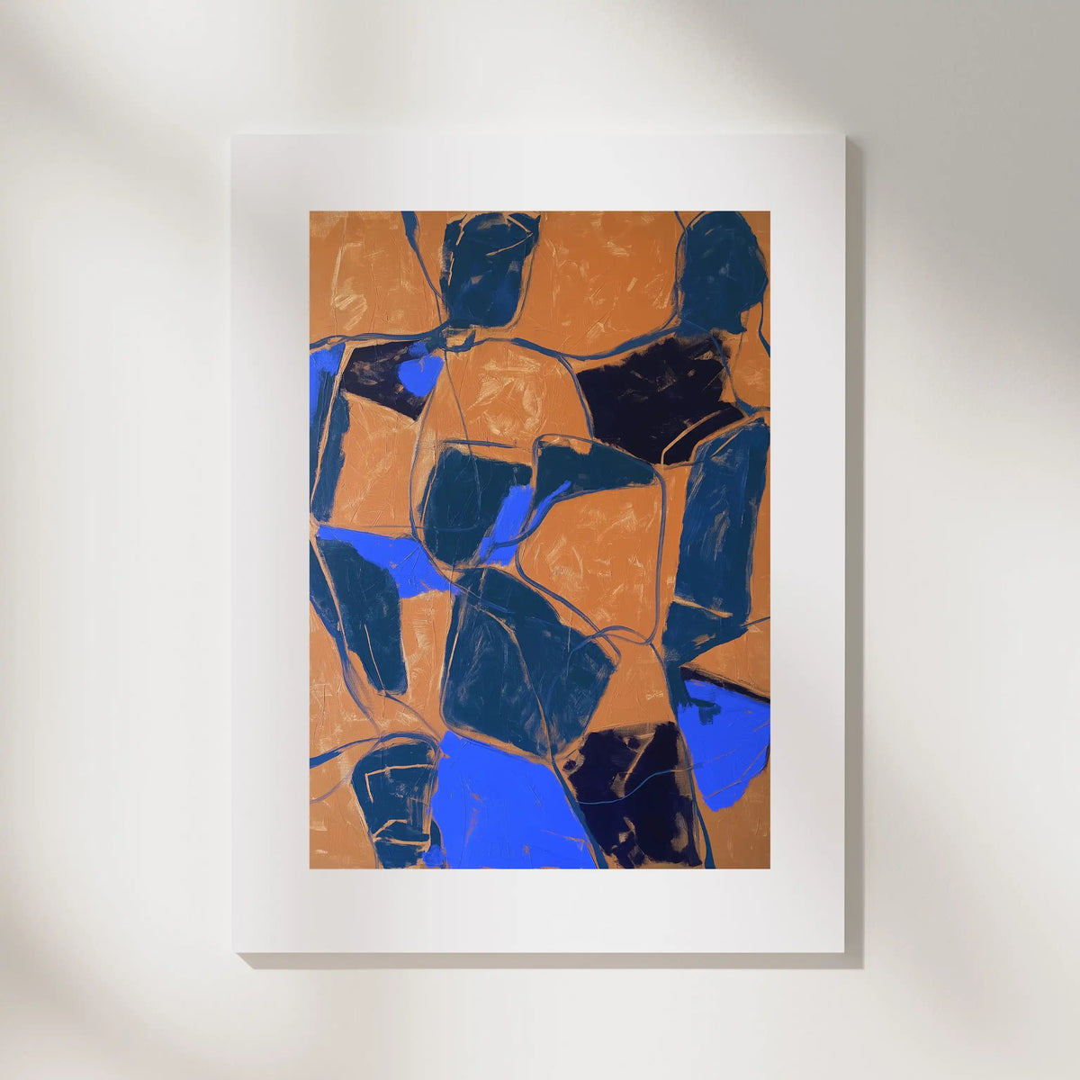 Composition: Cobalt, No. 1 – abstract art print in navy and ochre