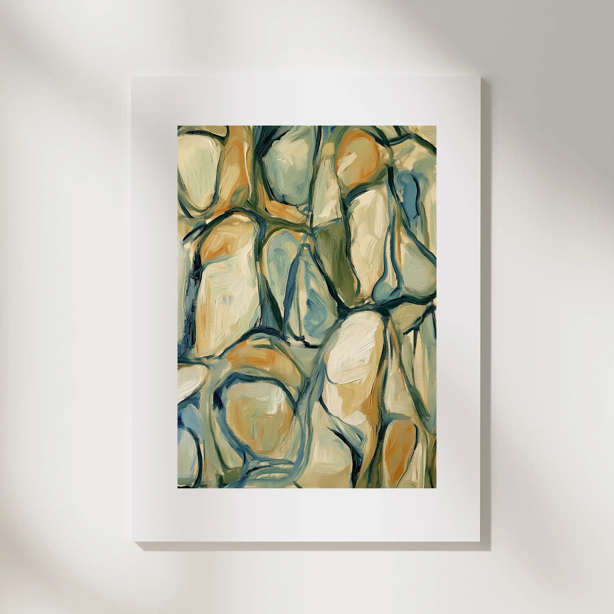 Composition: Parchment, No. 1 – abstract art print in beige and ochre