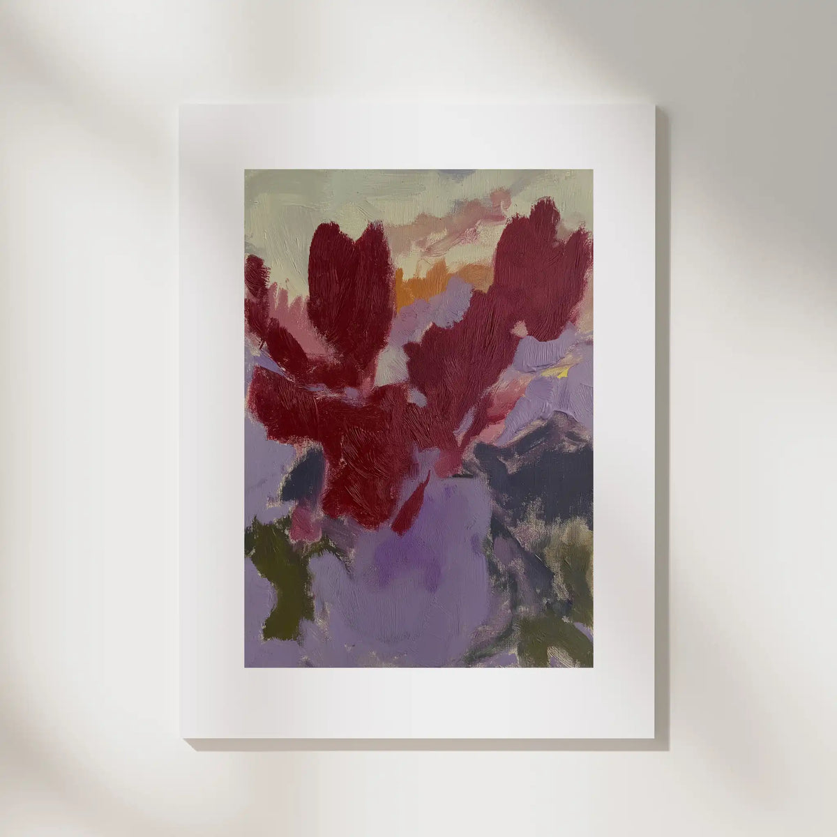 Composition: Plum, No. 1 – abstract art print in dusty pink and olive green