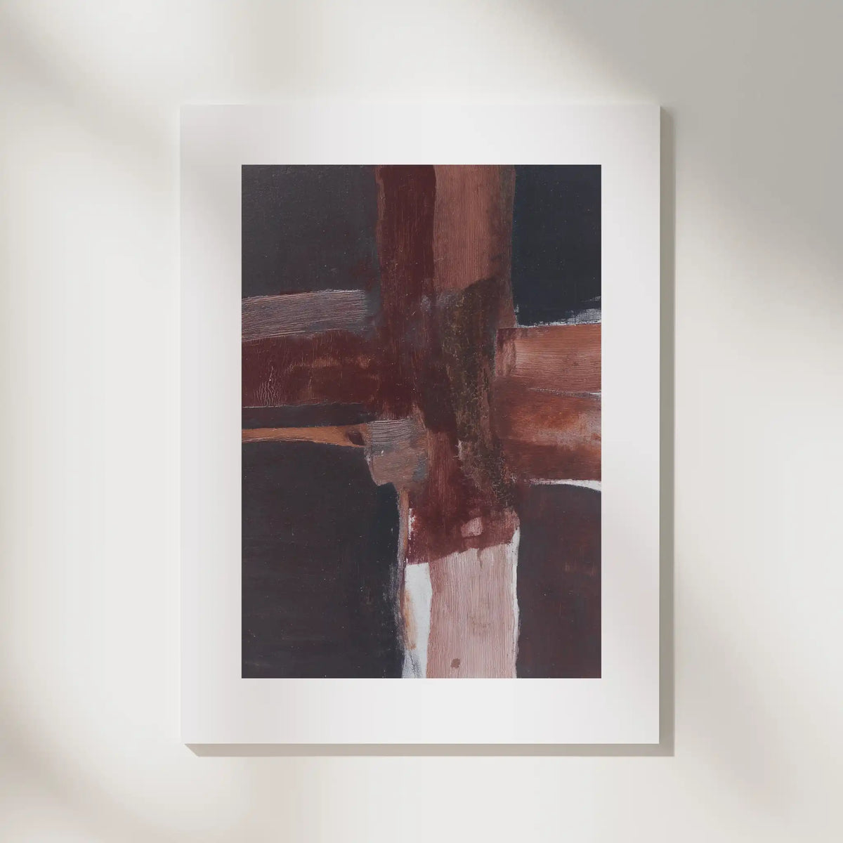 Composition: Umber, No. 1 – abstract art print in burgundy and dusty pink