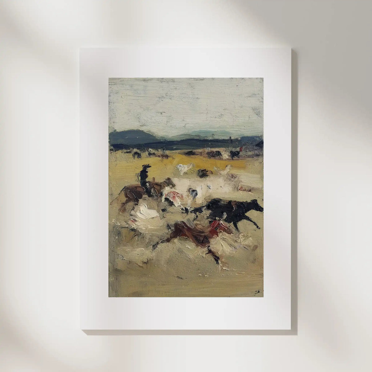Drover, No. 1 – figurative art print in beige and brown