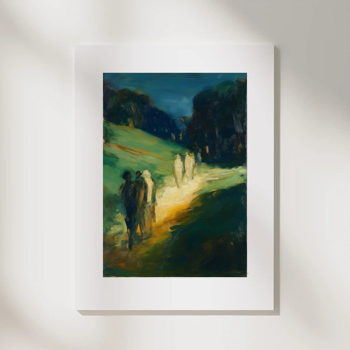 Figures, No. 1 – figurative art print in green and blue