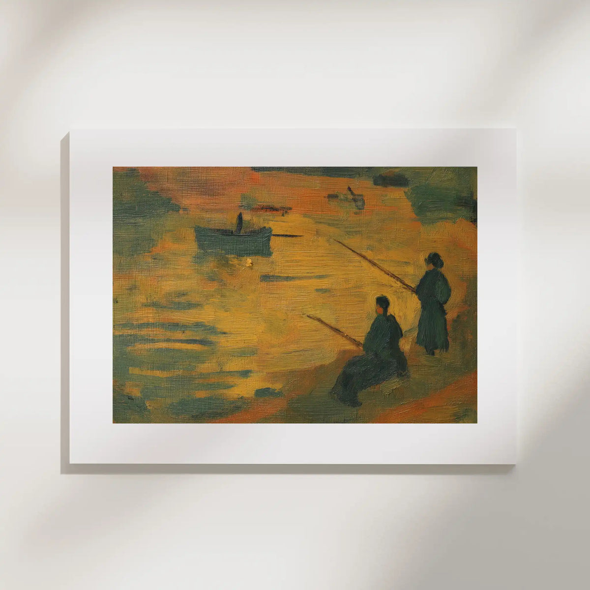 Fishermen, No. 1 – coastal art print in beige and olive green