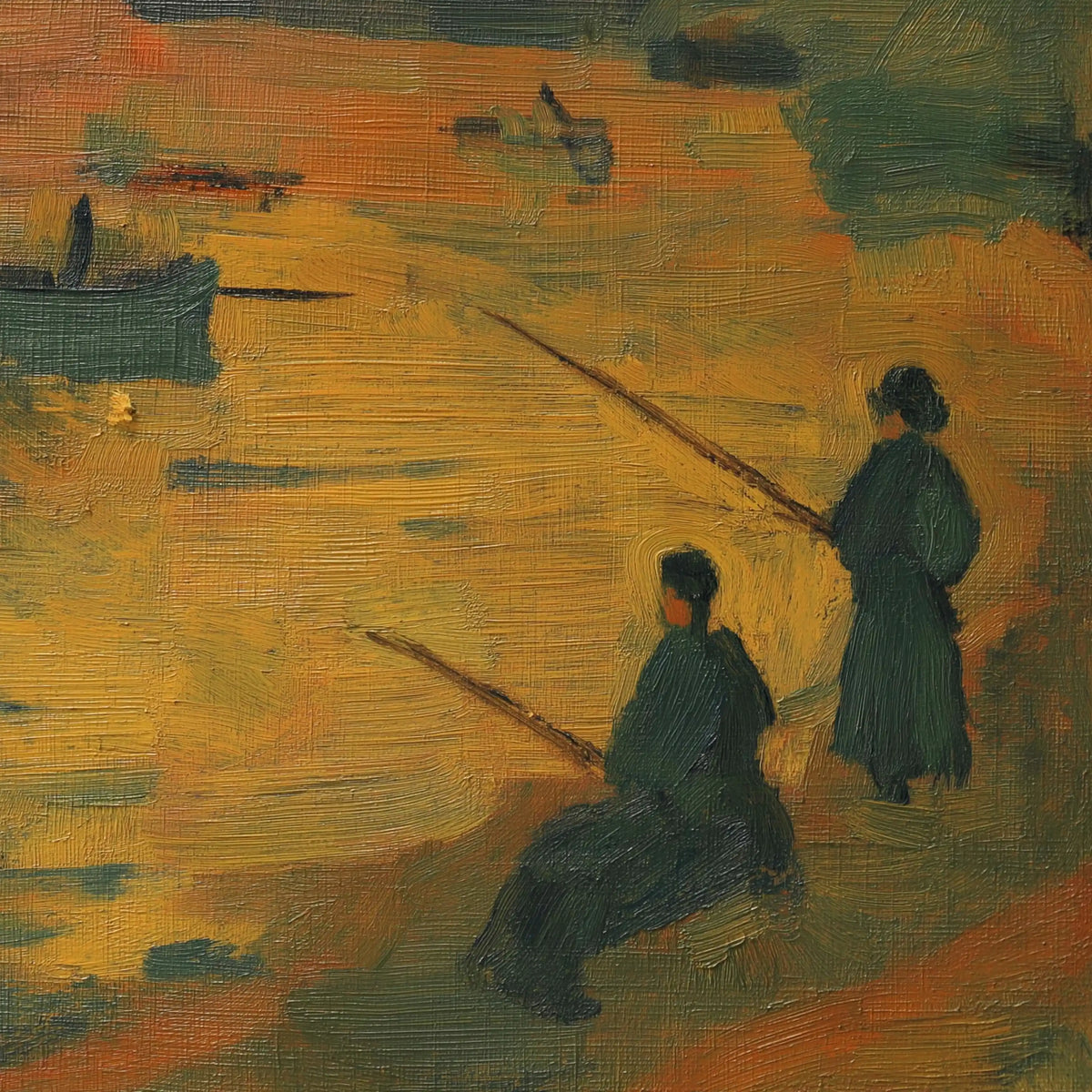 Painterly figurative artwork with visible brushwork and textured colour