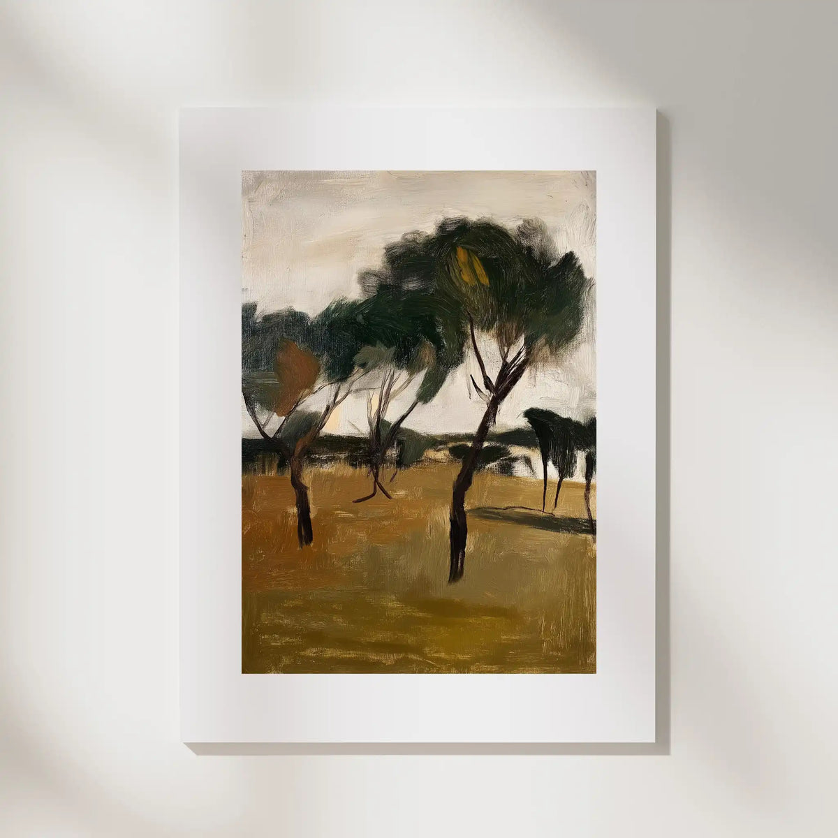 Grove, No. 1 – landscape art print in linen and soft gold