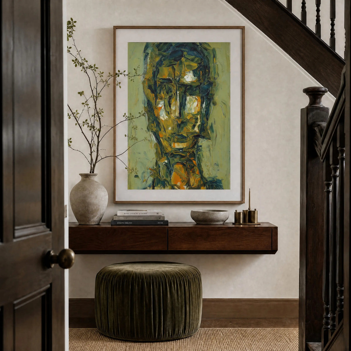 Head, No. 1 – portrait art print in green and blue