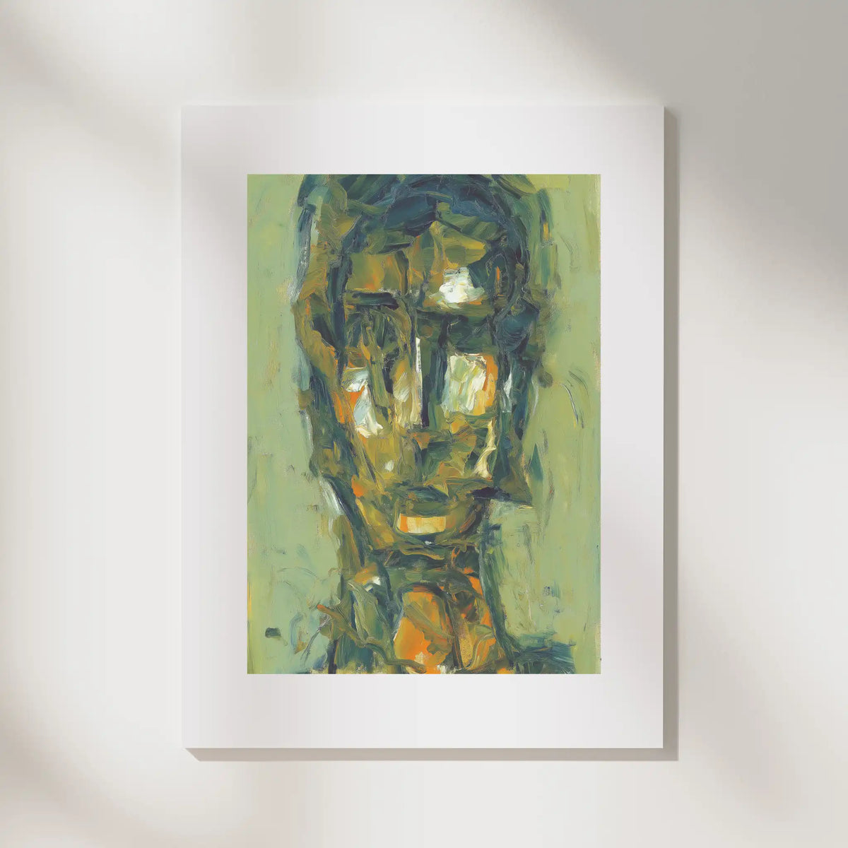 Head, No. 1 – portrait art print in green and blue