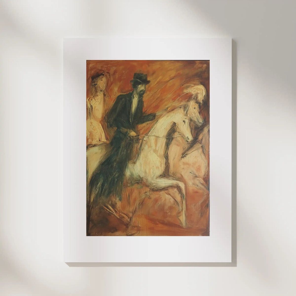 Horseman, No. 1 – figurative art print in orange and black