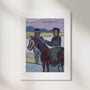 Horseman, No. 2 – figurative art print in purple and muted cyan