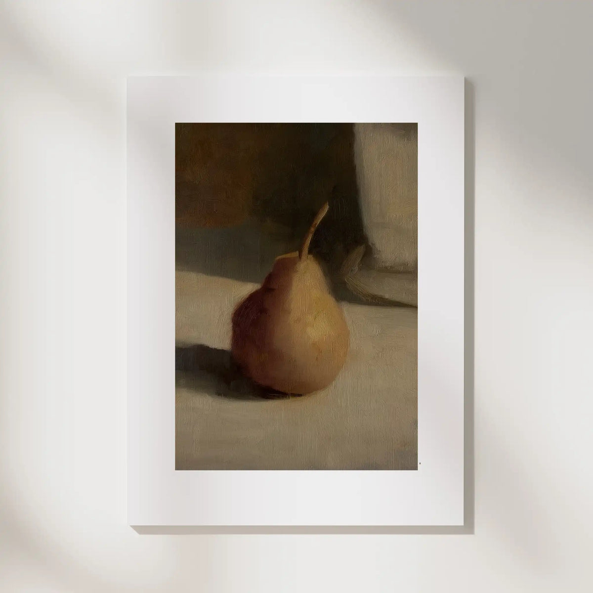 Pear, No. 1 – still life art print in mustard gold and beige