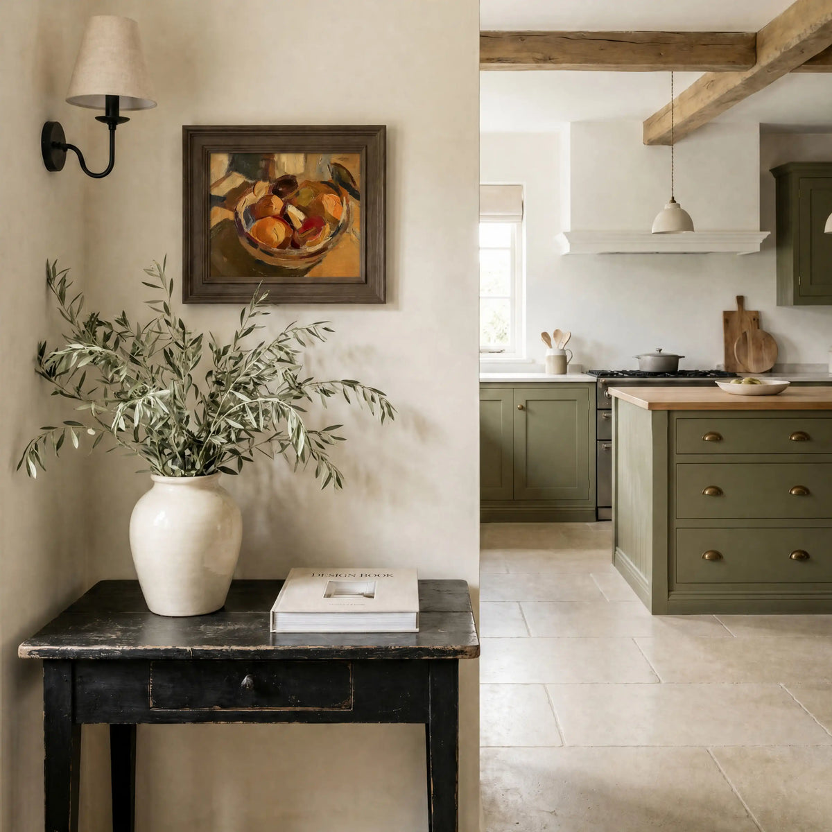 Still Life, No. 1 – still life art print in beige and orange in kitchen