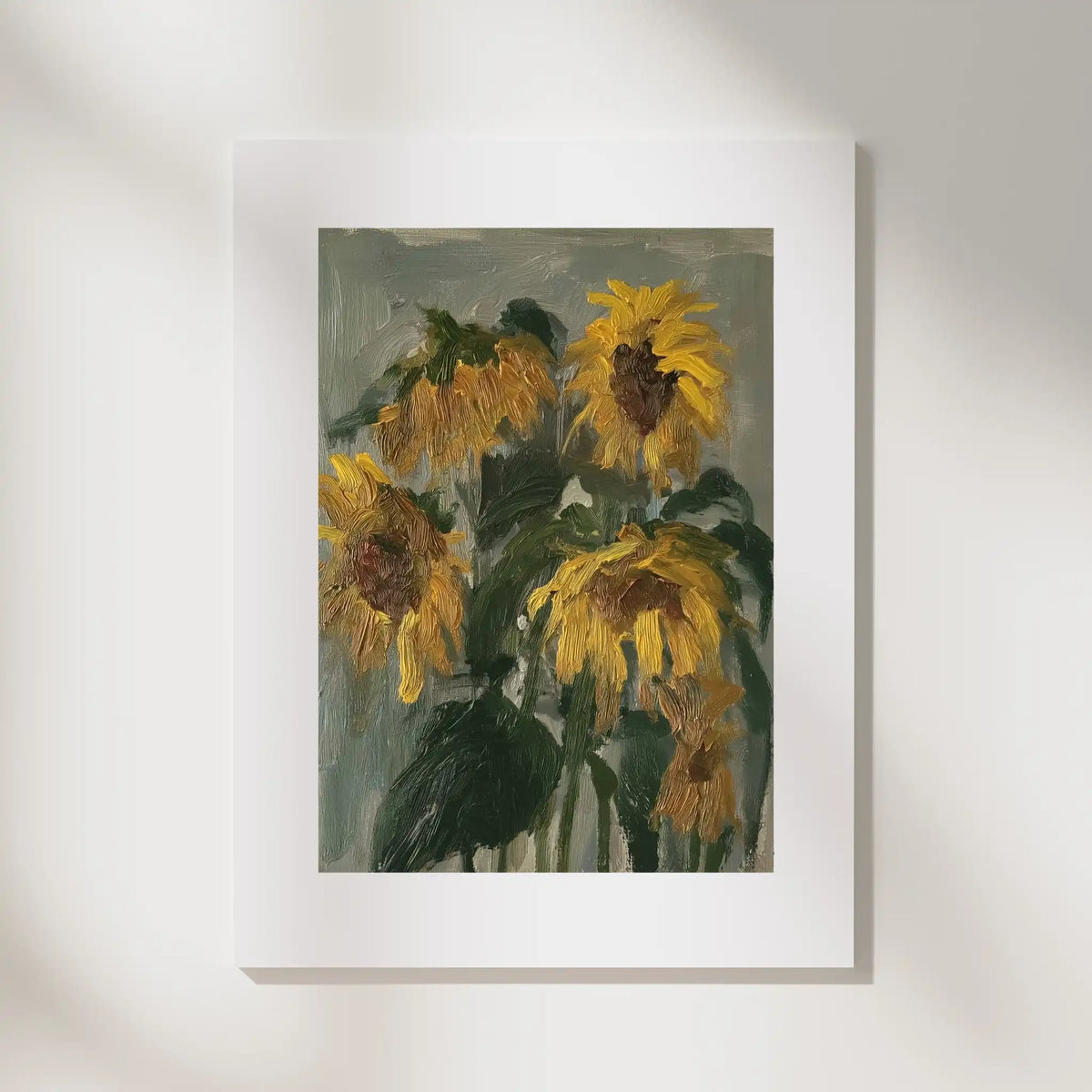 Sunflowers, No. 1 – floral art print in green and yellow
