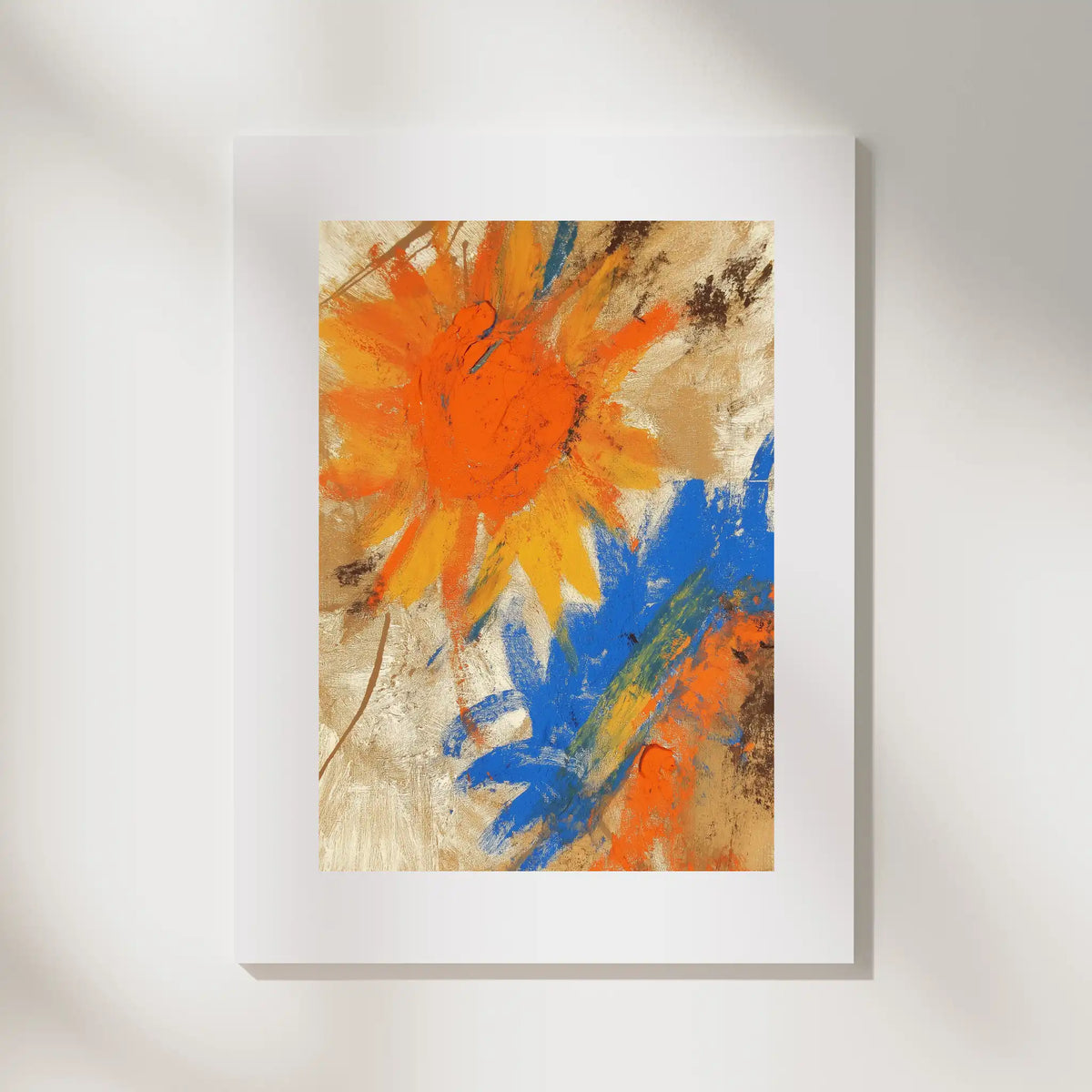 Sunflowers, No. 2 – abstract floral art print in ochre and brown