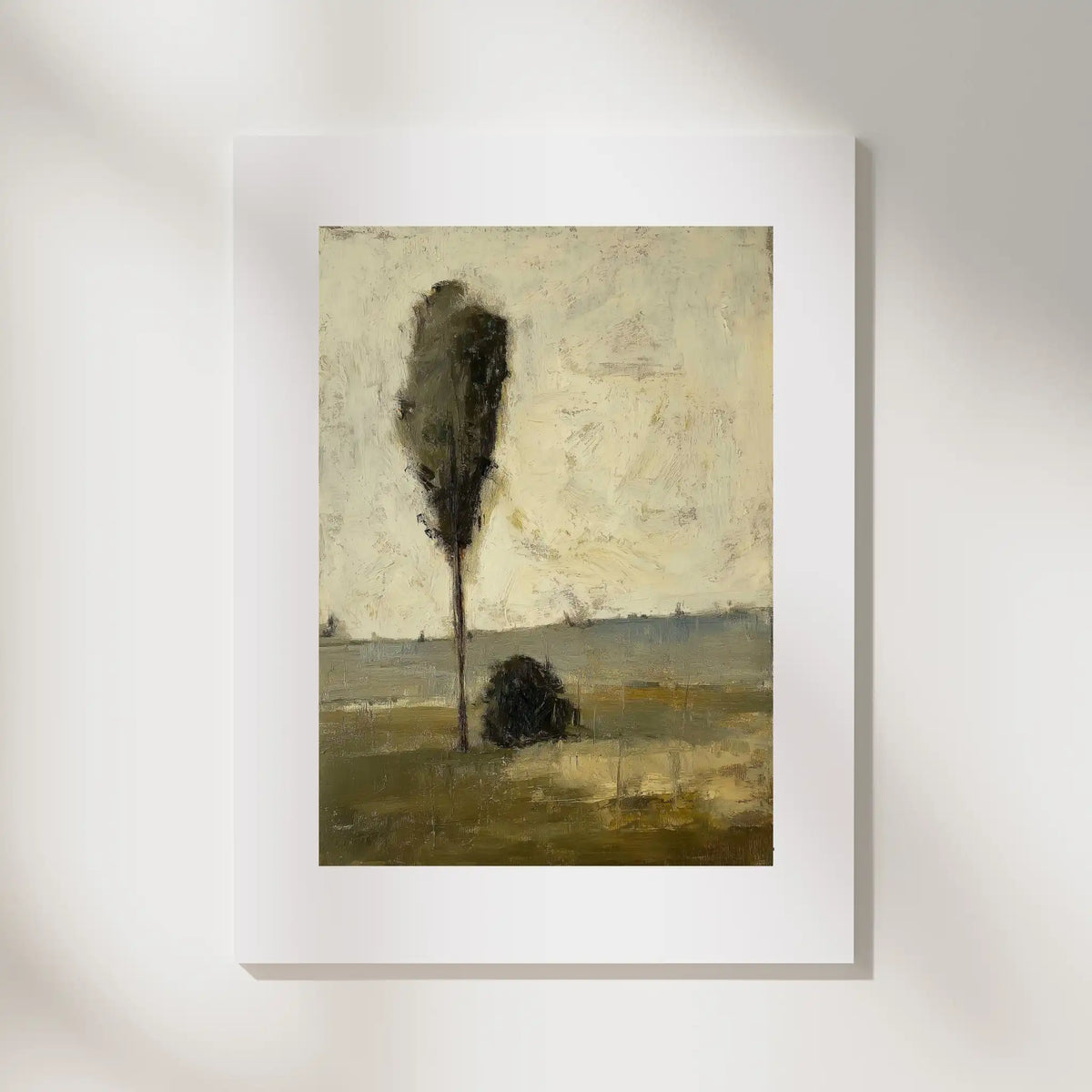 Tree, No. 1 – landscape art print in green and linen