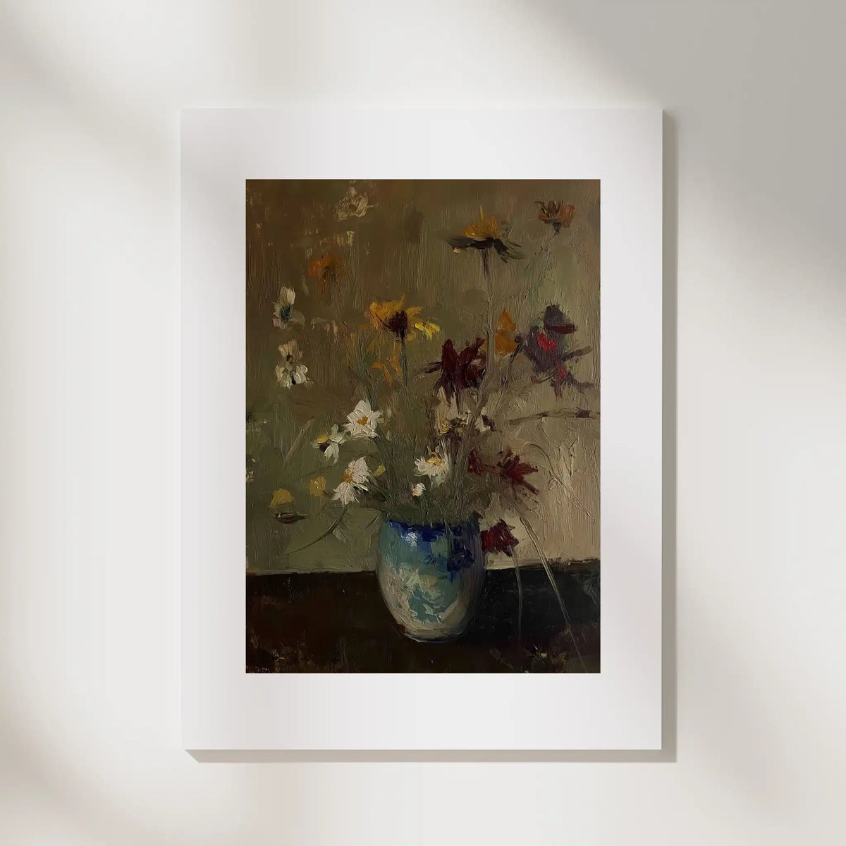 Wildflowers, No. 1 – floral art print in blue and linen
